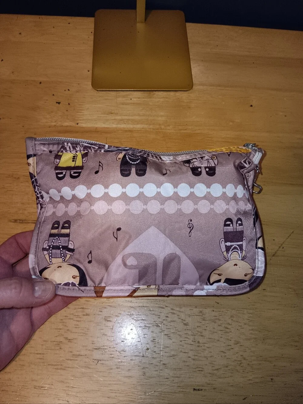 Harajuku Lovers pink and yellow patterned cosmetic pouch
